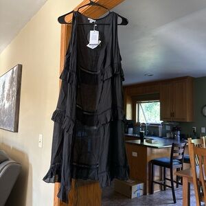 Black Sleeveless Ruffle Dress